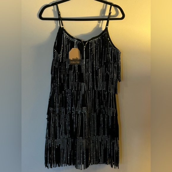 Black fringe dress with silver studs - Picture 4 of 4